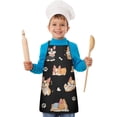 thumbnail image 2 of Cartoon Corgi Dog and Footprints Kids Aprons for Girls and Boys,Adjustable Neck Strap Toddler Aprons for Kids Cooking Baking, 2 of 7
