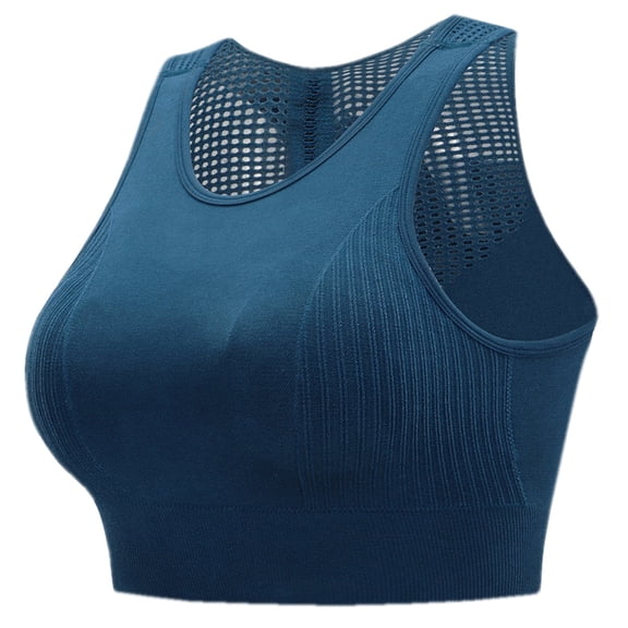 Sngxgn Womens Longline Sports Bra - Workout Crop Tank Tops Padded Yoga Bra(Blue,XL)