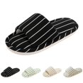 thumbnail image 2 of AUDeals Women Men Stripe Slippers Open Toe Cotton Linen Slide Sandals Soft Soled Lightweight Home Shoes Anti Slip Lounging (Black, 7), 2 of 9