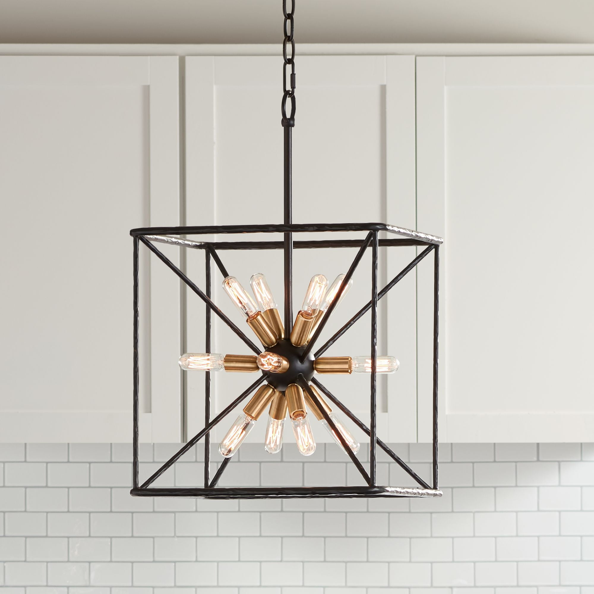 Possini Euro Design Bronze Warm Brass Sputnik Foyer Pendant Chandelier 15 Wide Modern Cube 12 Light Fixture For Dining Room House Walmart Com