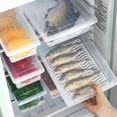 thumbnail image 1 of Caja de plástico para almacenar alimentos, frutas y congelados, rectangular, para cocina, con drenaje para refrigerador, caja sellada, caja para pescado, 1 of 5