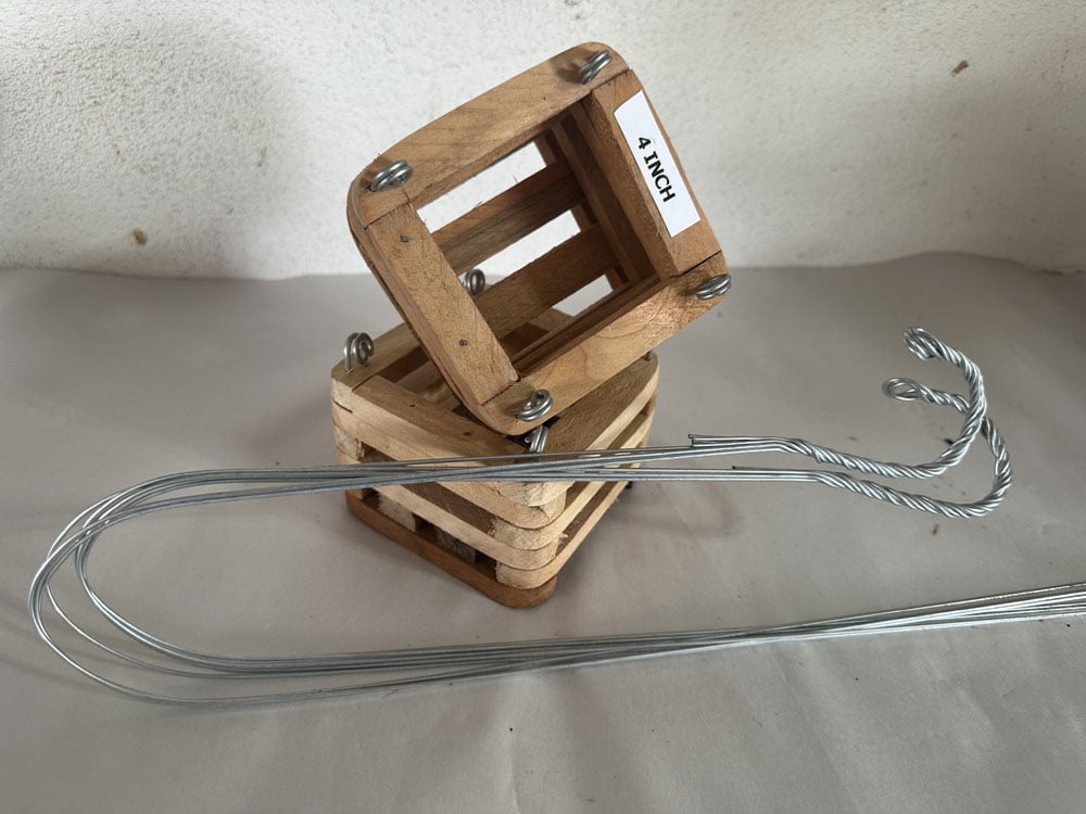 2 - 4 inch Square Wooden Hanging Orchid Basket Two 4" With Hangers