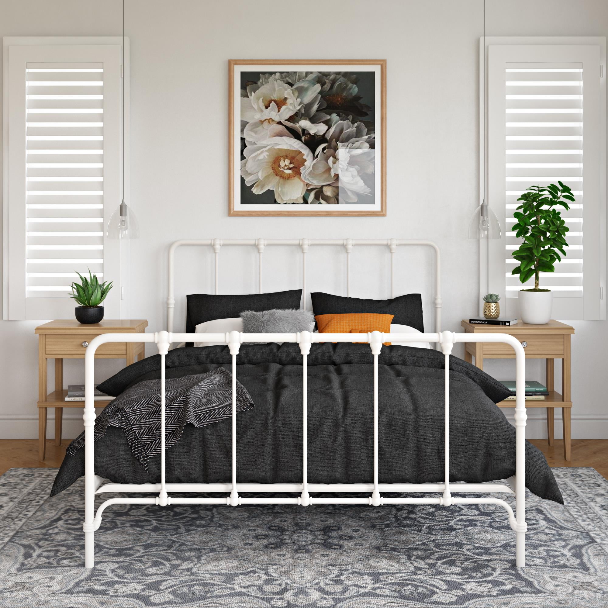 Mainstays Farmhouse Metal Bed, White, Full
