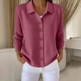 thumbnail image 6 of cocolona Cardigan Sweaters for Women Lapel Casual Long Sleeve Knit Button Blouses Fall Solid Color Lightweight Sweater Coats, 6 of 6