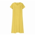 thumbnail image 5 of WERYOUNG Women's Casual Dresses Solid Color Short Sleeve V Neck Lightweight Maxi Dress Evening Party Soft Breathable Sundress, 5 of 6