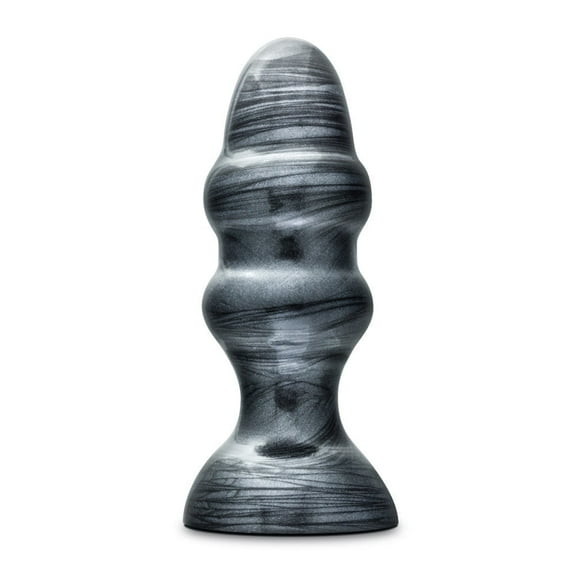 Eden PVC Anal Plug with Ribbed Texture and Suction Base, Black