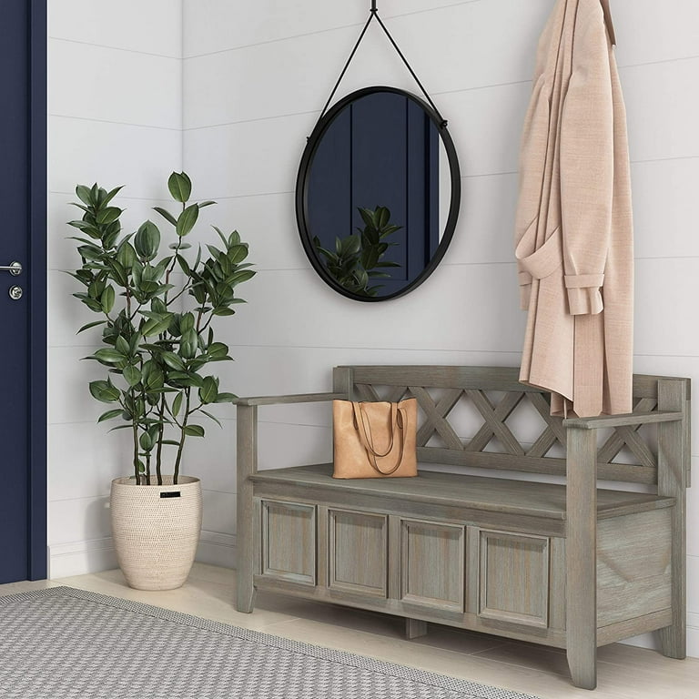 WyndenHall Halifax SOLID WOOD 48 inch Wide Transitional Entryway Storage Bench 48 Inches wide 48 Inches wide