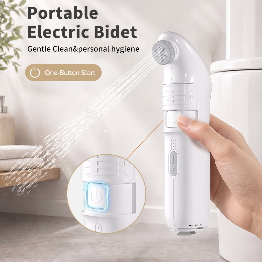 WOWER Electric Portable Bidet for Women Men Travel & Home with 2.5L Water Tank, 2 Pressure Water Flow Rechargeable Handheld Bidet Sprayer Waterproof Personal Hygiene Bidet for Postpartum, Camping, RV