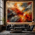thumbnail image 6 of Fiery Red and Orange Textures on a Scraped Cracked Surface, Dramatic Abstract for Modern Art Lovers, Bold Textured Wall Decor, Housewarming Gift, Tapestry Wall Hanging for Living Room and Bedroom, 6 of 7