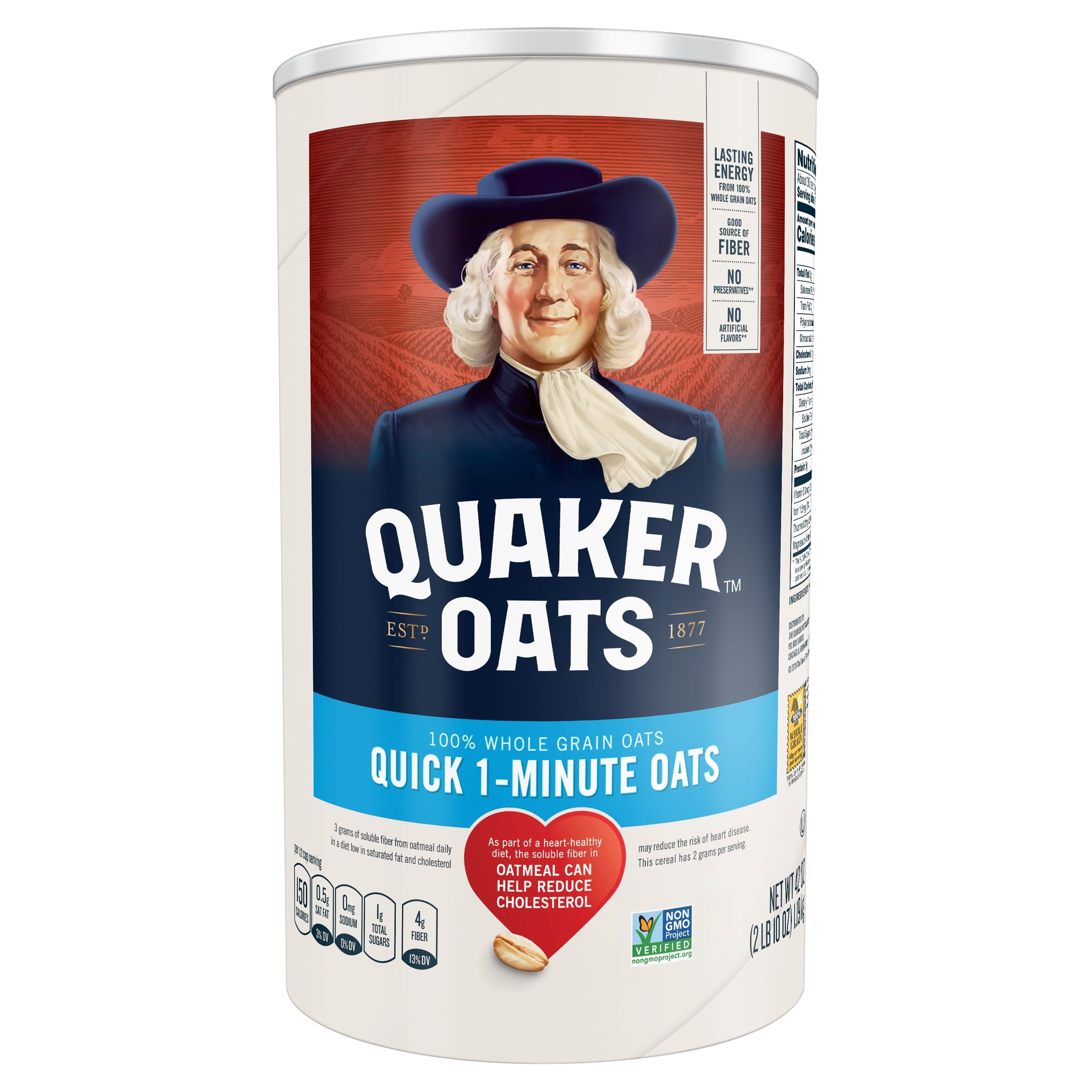Quaker Oats Quick 1 Minute Oatmeal 42 Oz Canister Walmart Com Walmart Com