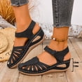 thumbnail image 5 of Women's Hollow Wedge Sandals Casual Summer Shoes,Fashion Comfortable Platform Design Breathable Outdoor Beach Vacation Daily Walking Footwear Black 6.5, 5 of 9