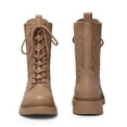 thumbnail image 4 of Dream Pairs Women's Fashion Lug Sole Ankle Booties Lace-Up Mid Calf Combat Boots SDMB2217W KHAKI Size 11, 4 of 5