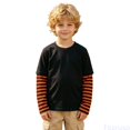 thumbnail image 2 of Fozruso Boys Striped Long Sleeve T-Shirts Casual Round Neck Pullover Tee Shirt Tops Fall Outfits, 2 of 7