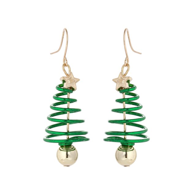 Pendientes en espiral de árbol de Navidad Adornos navideños femeninos