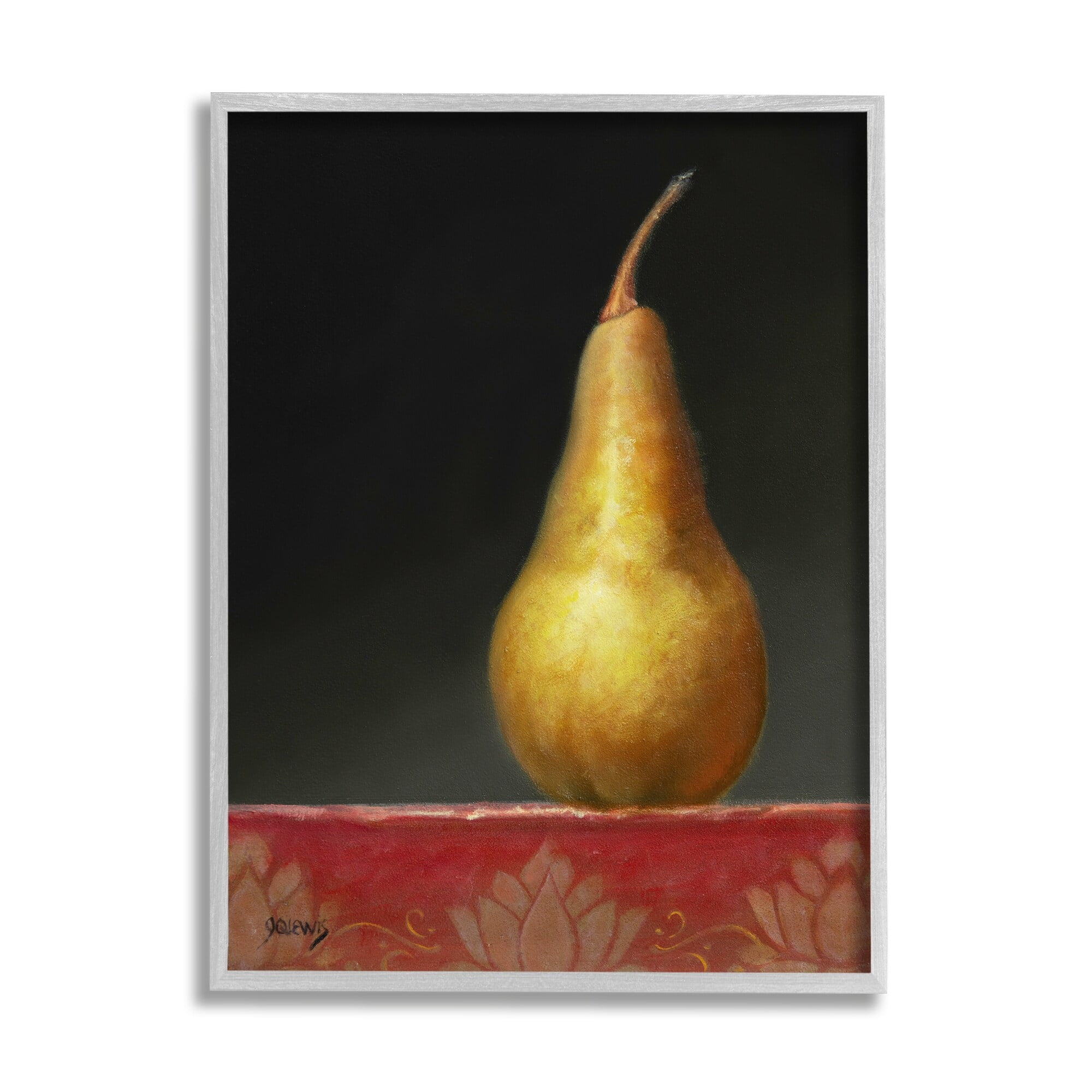 Stupell Industries Traditional Pear Still Life Food & Beverage Painting Gray Framed Art Print Wall Art