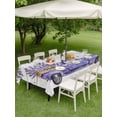 thumbnail image 4 of Outdoor Tablecloth with Umbrella Hole for Patio/Picnic/Party/Camping, Purple Floral Waterproof Table Cloth Rectangle Table Cover Washable, Spring Farmhouse Lavender Truck Wooden Gray (54"x 80"), 4 of 8