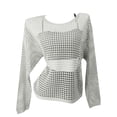 thumbnail image 4 of JJHGVB Women's Crochet Tops Scoop Neck Hollow Out Knit Tops Knitted Sweater Beach See Through Cover Ups Vacation Knit Sweater Off Shoulder Sweater Summer Tops for Women A1-White M, 4 of 4