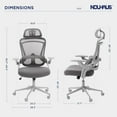 thumbnail image 4 of Nouhaus Ergo Fit High Back Ergonomic Mesh Office Chair with Adjustable Lumbar Support for Home Office & Study Room, Gray, 4 of 6