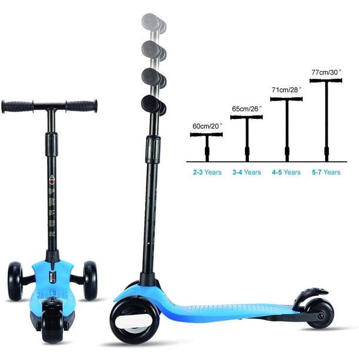 HighTech Mega GlideKick 3-Wheel Foldable Scooter With Lightup Wheels & Extendable T-Bar - Blue