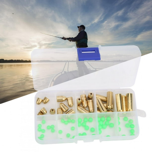 75PCS Brass Fishing Sinkers Kit, Aging Resistance Plastic Fishing Beads Kit,  For Pool Sea Fishing Wild Fishing Lake 