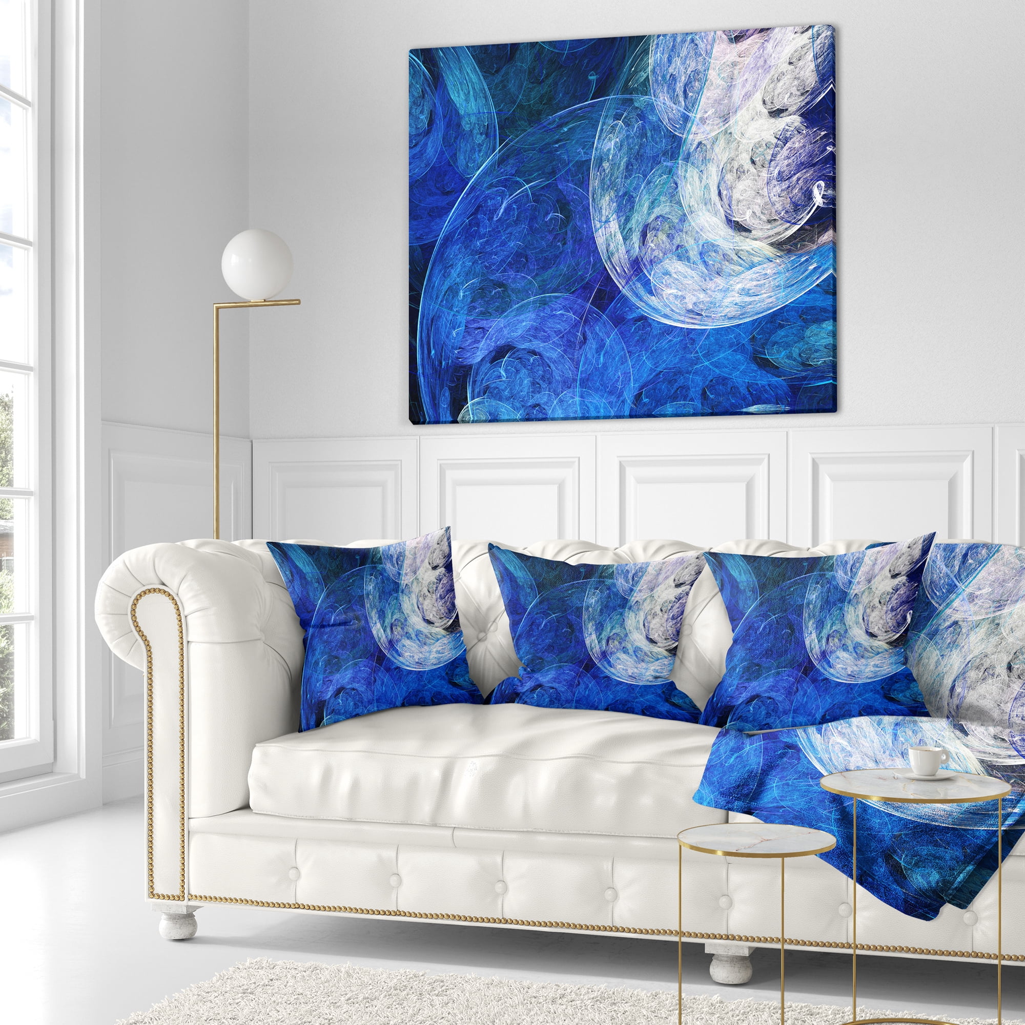 Designart Blue Swirling Clouds - Abstract Throw Pillow - 16x16
