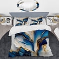 thumbnail image 2 of Designart "Abstract Shape in Golden and Blue Marble III" Animals Bedding Covert Set - Abstract Marble Blue Abstract Bed Set With 2 Shams, 2 of 6