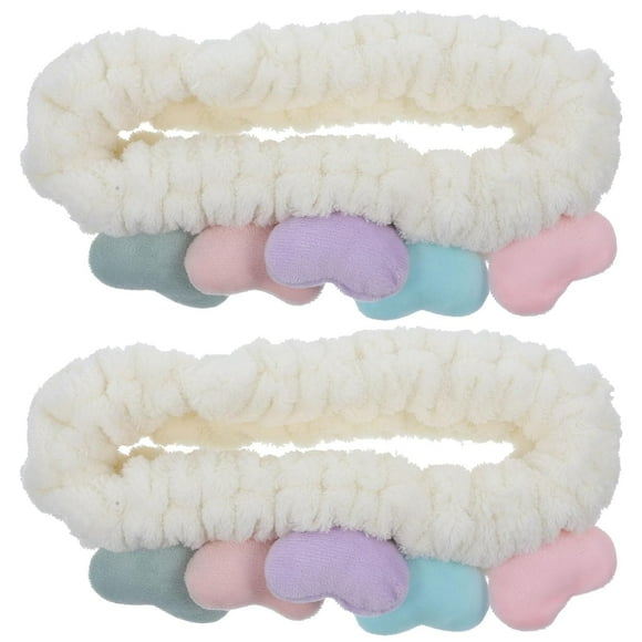 ZOUSSIQI 2pcs Spa Headband Facial Makeup Headband Skincare Headband Coral Bowknot Hair Band Elastic Shower Headband Hair Ties Heart Hair Bands for Washing Face Cosmetics Shower CA919-49183