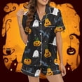 thumbnail image 2 of Pjs Sets for Women Comfortable Graphic Printed Satin Button Short Sleeve Top & Shorts Pajamas for Women, 2 of 5