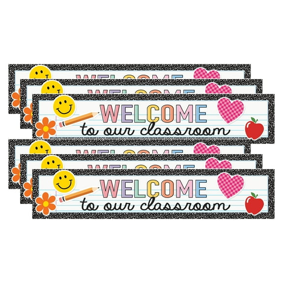 Teacher Created Resources Cool for School Welcome to Our Classroom Banner, 8" x 39", Pack of 6