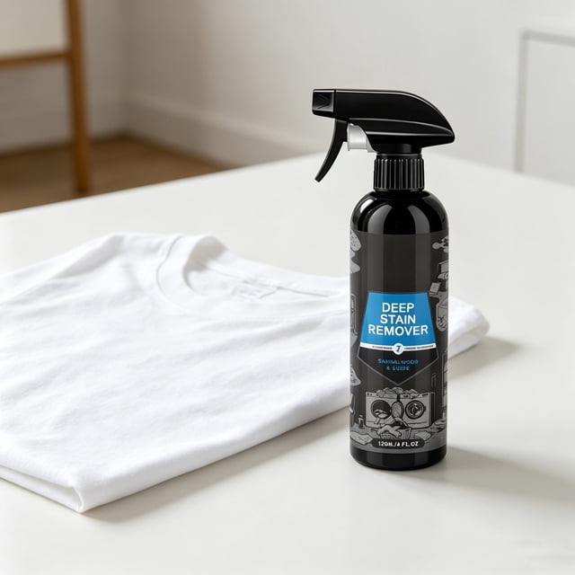 Set de Spray Quitamanchas y Detergente Líquido para Ropa, Limpiador Profundo de Manchas de Comida, Aceite, Grasa y Barro, Seguro para Telas, Aroma a Sándalo, 120ml