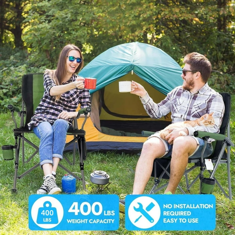 BN-LINK Oversized Folding Camping Chair, Heavy Duty Support 400