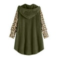 thumbnail image 6 of Patlollav Womens Plush Tops Hooded Cardigan Leopard Patchwork Coat Jacket, 6 of 7