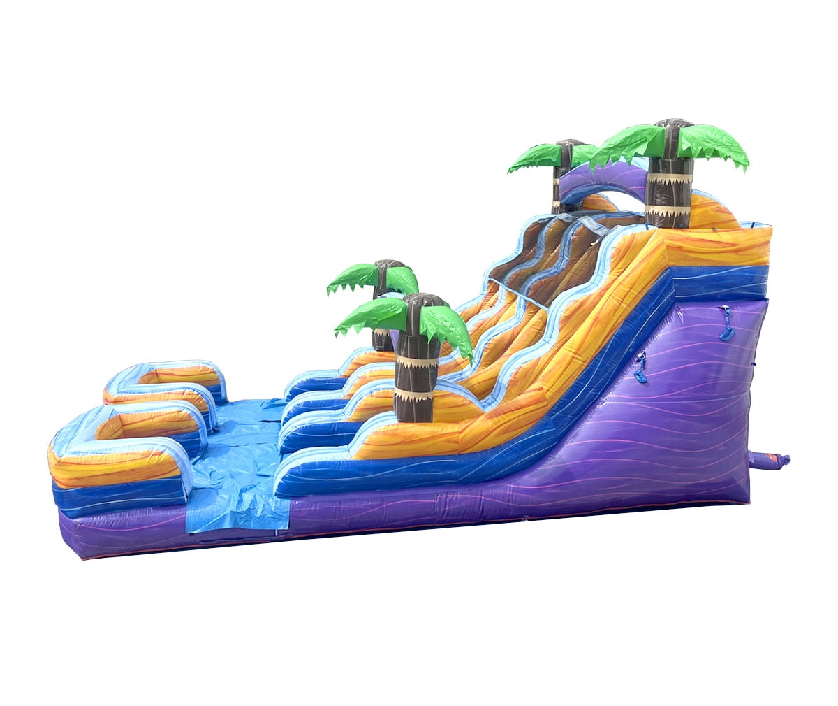 TentandTable Commercial Inflatable Water Slide, Purple Tropical Marble Dual Lane with Blower, 15 ft
