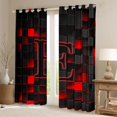 thumbnail image 2 of Erosebridal Letter Monogrammed E Boy Curtains Pack of 2 (42x84 Each),Teens Children Black Red Futuristic Cubes Curtains Blackout, 2 of 6