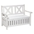 thumbnail image 3 of Patio Wooden with Storage Box, 29 Gallon Outdoor Storage , Large Entryway Deck Box w/ X-Shape Back, for Deck, Porch & Balcony, White, 3 of 9