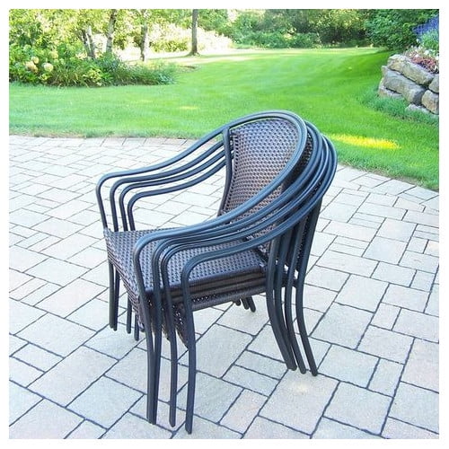 Oakland Living Tuscany Stacking Patio Dining Chair Set Of 4 Walmart Com Walmart Com