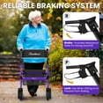 thumbnail image 6 of Heavy Duty Rollator Walker - Aluminum Rolling Walker for Seniors and Adults with Large Seat, Support Up 450 lbs (Purple), 6 of 8