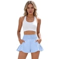 thumbnail image 5 of Sewkxo Womens High Waisted Shorts Athletic Running Shorts Workout Gym Quick Dry Flowy Shorts with Pockets,Sky Blue S, 5 of 7