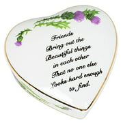 CBE Friends Sentiment Thistles Porcelain Heart Shaped Keepsake Box