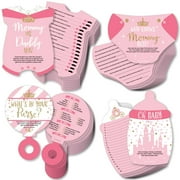 Big Dot of Happiness Little Princess Crown - 4 Pink and Gold Princess Baby Shower Games - 10 Cards Each - Gamerific Bundle