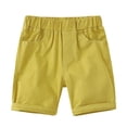 thumbnail image 4 of NAISIBABY Boys Pull-On Shorts, Elastic Waist Cotton Performance with Pockets Summer Casual Sports Shorts Yellow 2T, 4 of 8