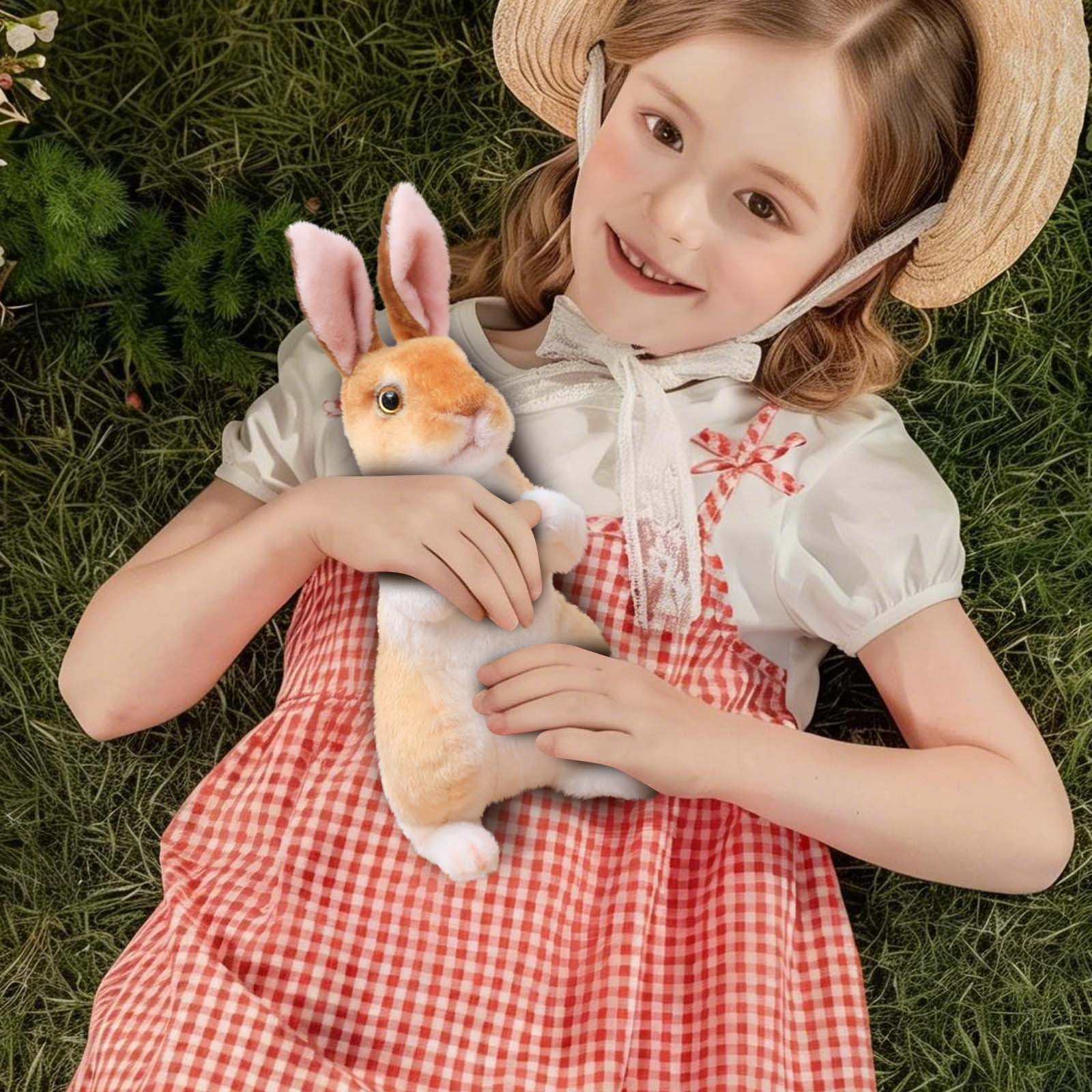 CHELIASD Realistic Stuffed Bunny Plush Toy Lifelike Soft Stuffed Animal with Multiple Colors Cute Easter Bunny Plushie for Kids Toddlers Perfect for Easter Home Tabletop Decor