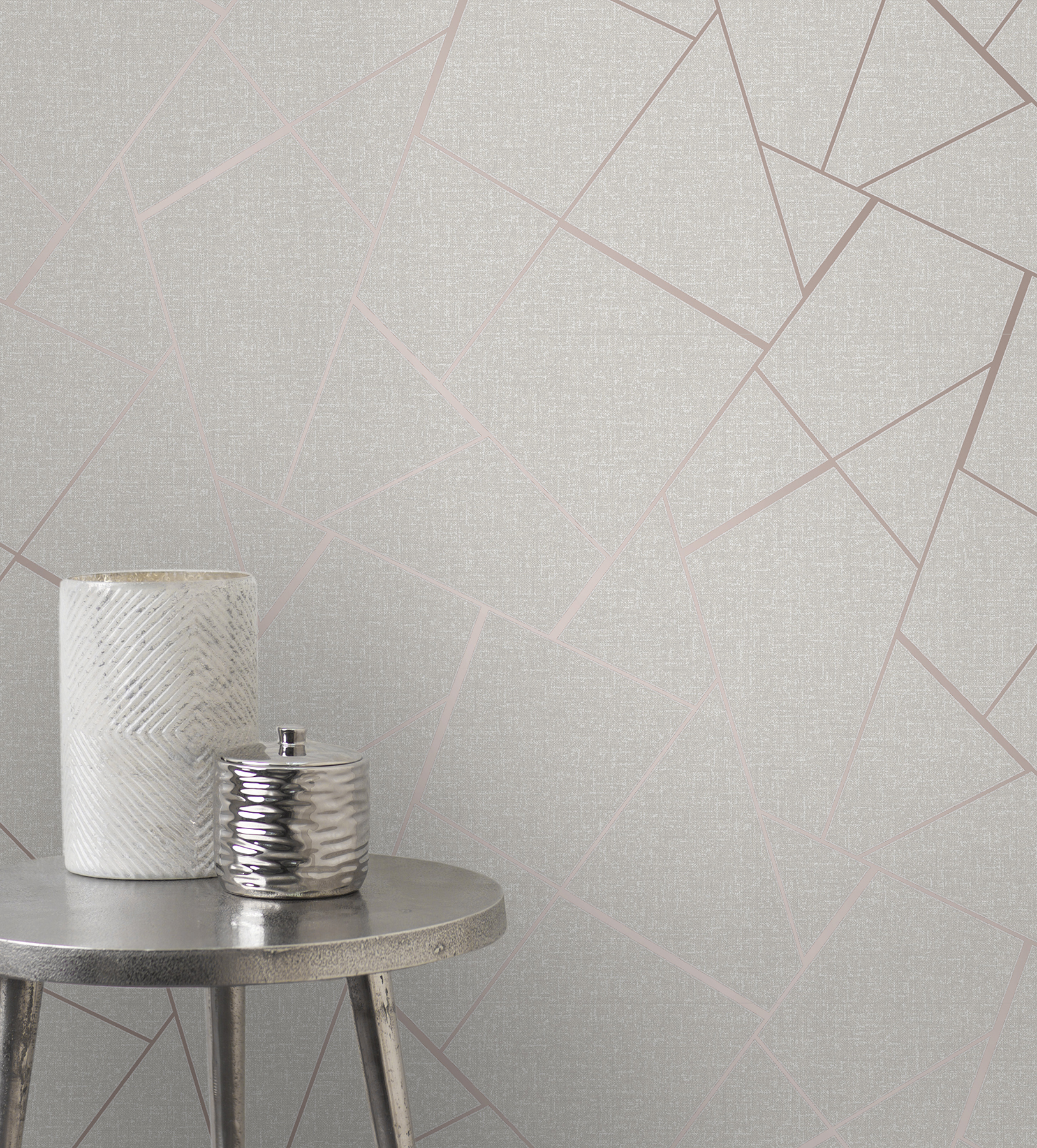 Fine Decor Quartz Rose Gold Fractal Unpasted Expanded Vinyl Wallpaper, 20.5-in by 33-ft, 56.4 sq. ft.