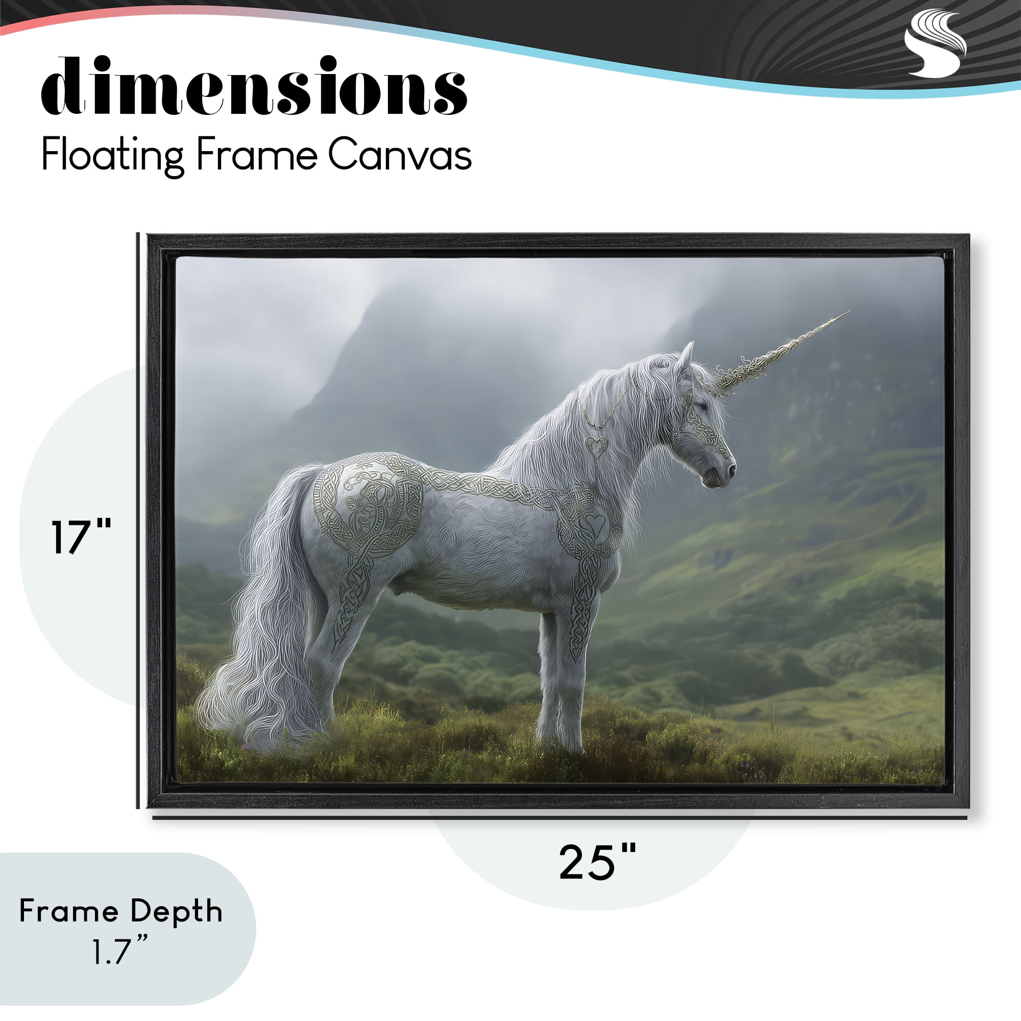 Stupell Industries Elegant Celtic Unicorn Black Framed Floater Canvas Wall Art, design by The Wands Want