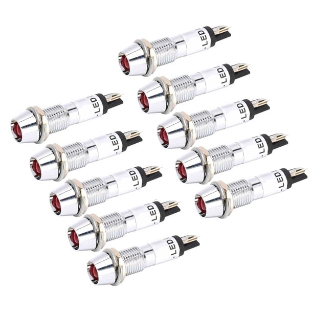 10 luces indicadoras de CA 220V Bling Bling Luz de señal de funcionamiento roja orificio de montaje 8 mm