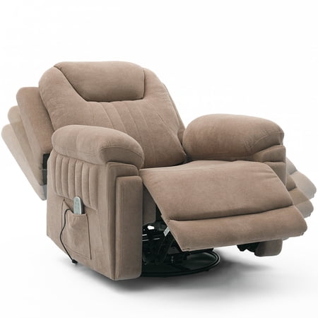 Pmango Electric Automatic Rocking Recliner Chair for Adults with 3 Speeds, Wired Remote Control, Power Auto Rocking Recliner, 5-15 Minutes Rocking Timer Function, for Living Room/Nursery, Light Brown