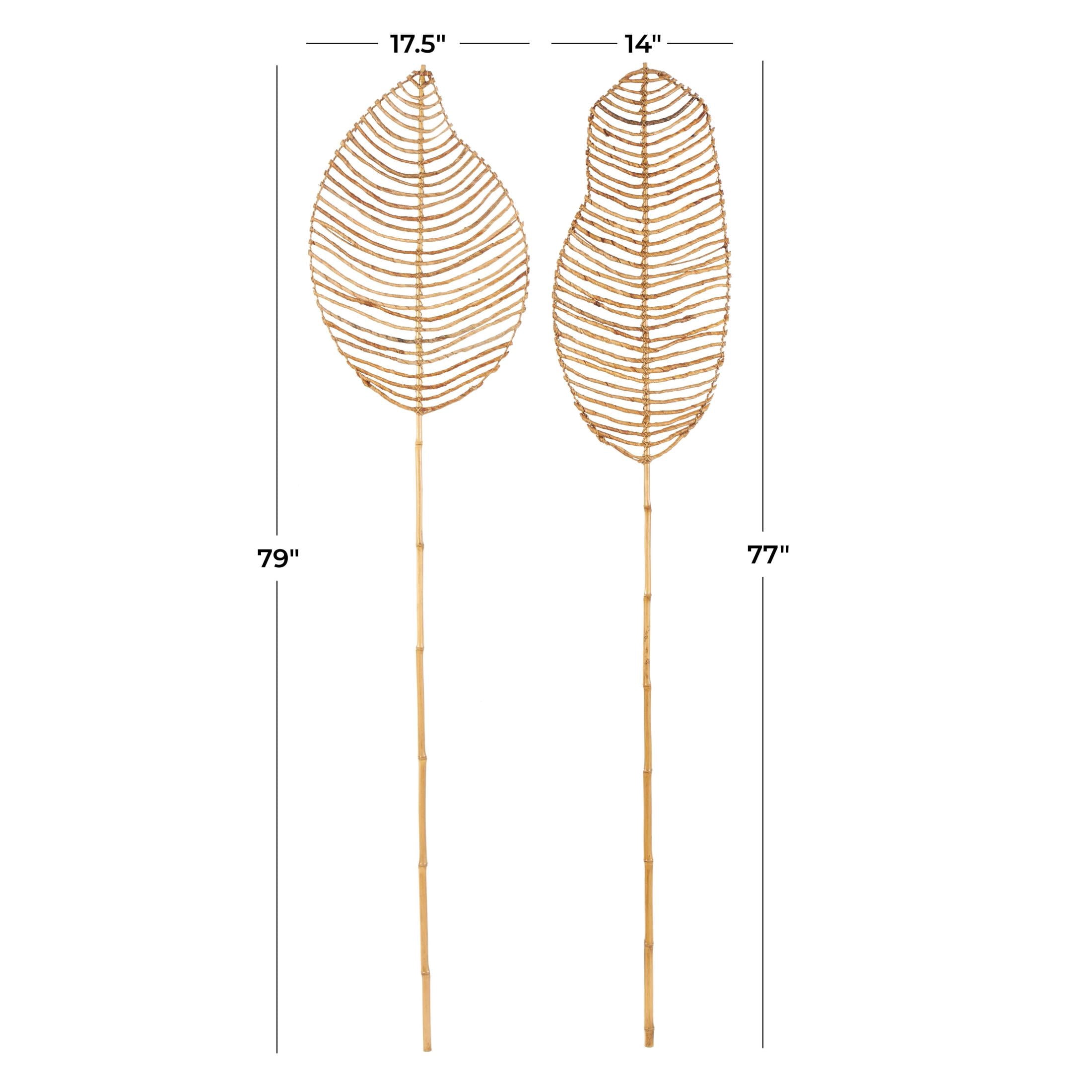 77" Palm Tree Handmade Tall Woven Leaf Stick Bamboo Wood Natural Foliage Bouquet, by DecMode (2 Count)