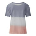 thumbnail image 4 of asdoklhq Juniors Plus Tops & T-Shirts,Women's Printing Round Neck Loose Short Sleeve T Shirt Pullover Tops Blouse, 4 of 5