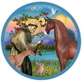thumbnail image 2 of CafePress - St Francis/Horse (Ar Brn) -  Round Wood Ornament 4", 2 of 2