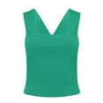 thumbnail image 6 of Pxiakgy Crop Tank Tops for Women Summer Women's Casual And Simple Vacation Style Knitted Wide Shoulder Strap Top. Going Out Tops Workout Camis Shirts Green S, 6 of 9